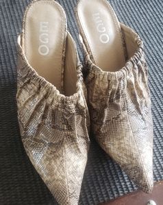 Ego Snakeskin Heeled Mules